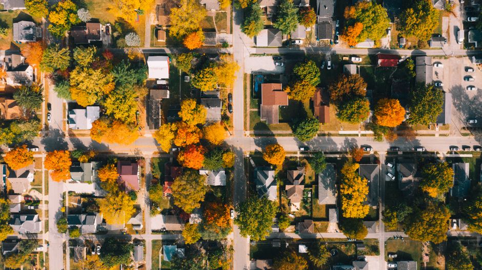 Aerial view of a growing residential neighborhood in Dubuque County, Iowa