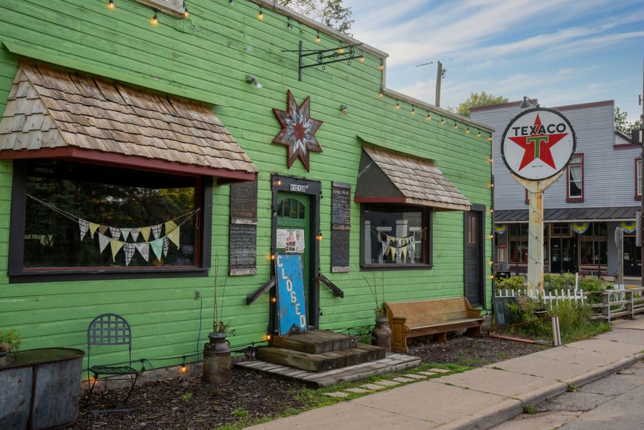 Small-town storefront in rural Grant County, Wisconsin